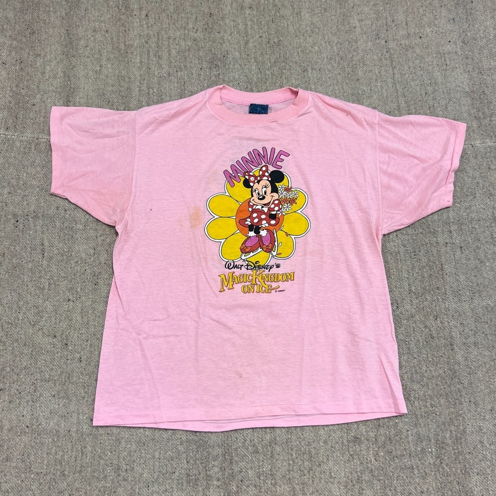 Vintage Minnie Mouse Shirt Mens Medium Pink 1980s Walt Disney